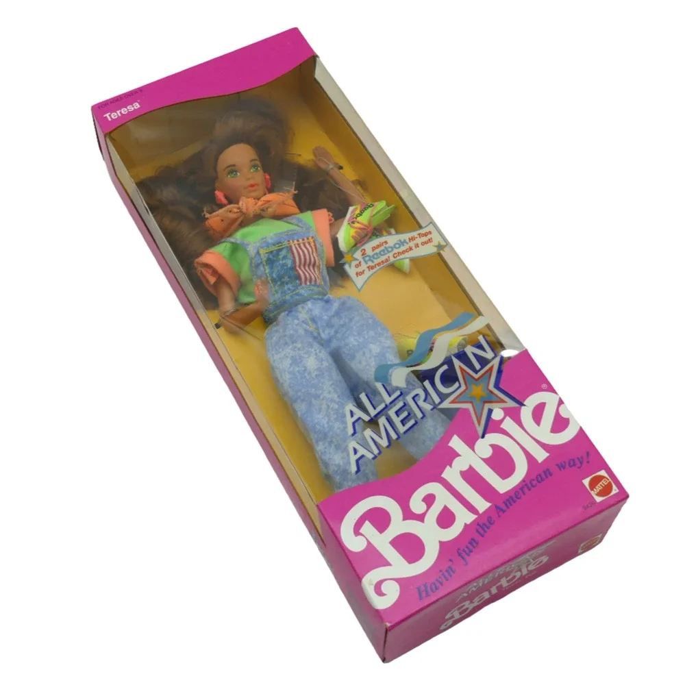 VTG Mattel 1990 Barbie All American Teresa Doll W/ Reebok Hi-Tops Sneaker NRFB